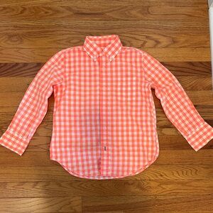 Crewcuts Orange and White Checkered Button Down Shirt